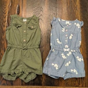 Old Navy Green and  Carter's Blue Jumpsuits with Elastic Waist